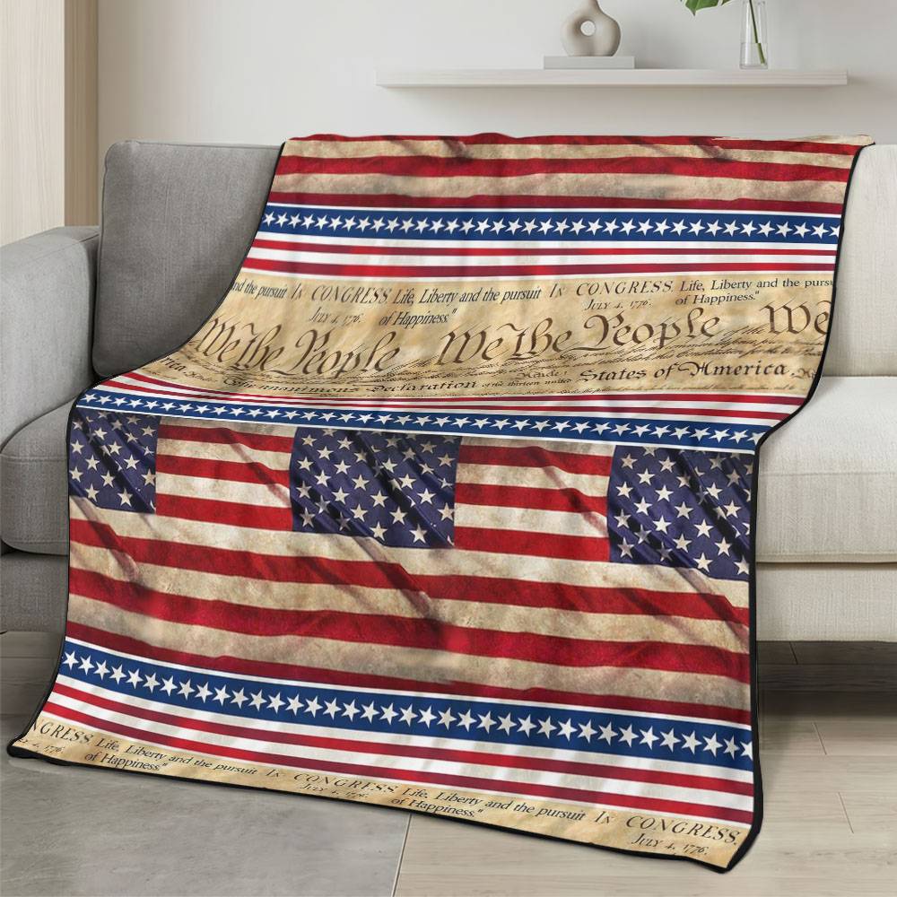 Personalized 4th of July Fleece Blanket Soft Plush American Eagle Patriotic Family Gift 4O7FB35