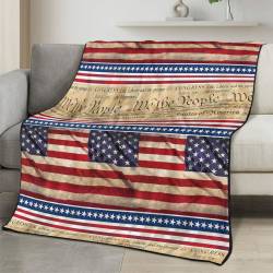 Personalized 4th of July Fleece Blanket Soft Plush American Eagle Patriotic Family Gift 4O7FB35