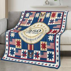 Personalized 4th of July Fleece Blanket Soft Plush American Eagle Patriotic Family Gift 4O7FB4
