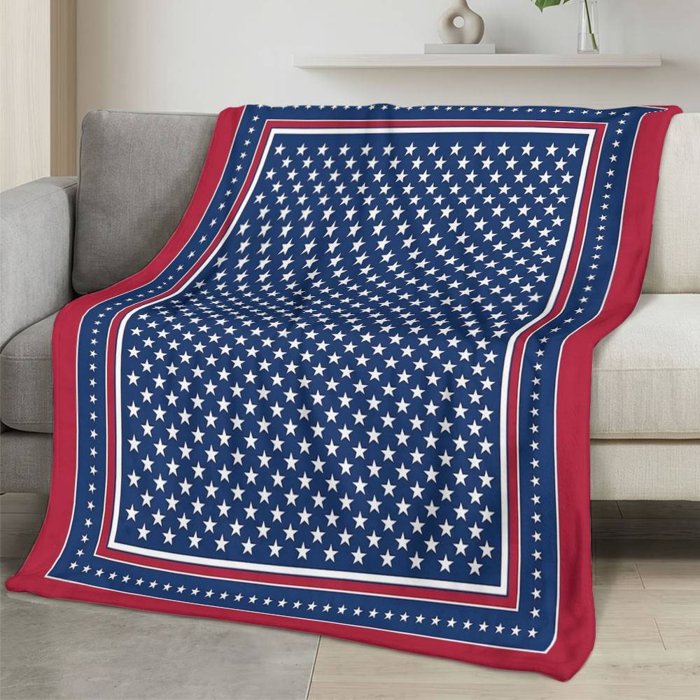 Personalized 4th of July Fleece Blanket Soft Plush American Eagle Patriotic Family Gift 4O7FB41