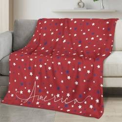 Personalized 4th of July Fleece Blanket Soft Plush American Eagle Patriotic Family Gift 4O7FB44