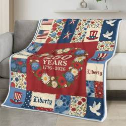 Personalized 4th of July Fleece Blanket Soft Plush American Eagle Patriotic Family Gift 4O7FB45