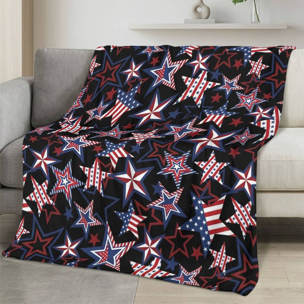 Personalized 4th of July Fleece Blanket Soft Plush American Eagle Patriotic Family Gift 4O7FB46
