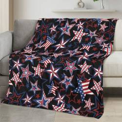 Personalized 4th of July Fleece Blanket Soft Plush American Eagle Patriotic Family Gift 4O7FB46