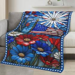 Personalized 4th of July Fleece Blanket Soft Plush American Eagle Patriotic Family Gift 4O7FB48