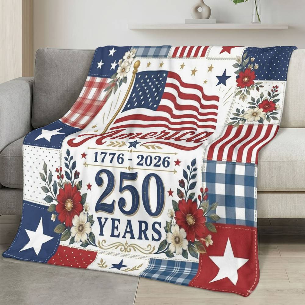 Personalized 4th of July Fleece Blanket Soft Plush American Eagle Patriotic Family Gift 4O7FB49