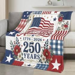Personalized 4th of July Fleece Blanket Soft Plush American Eagle Patriotic Family Gift 4O7FB49