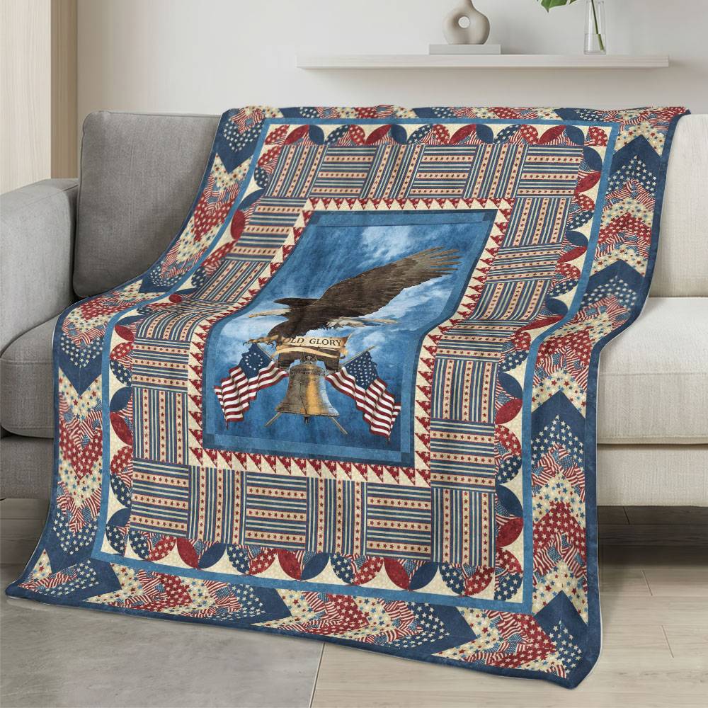 Personalized 4th of July Fleece Blanket Soft Plush American Eagle Patriotic Family Gift 4O7FB53