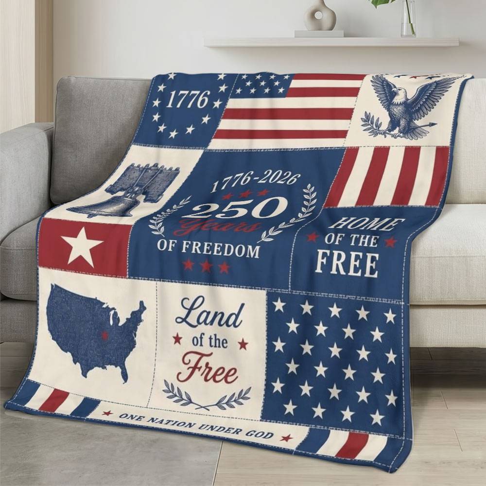 Personalized 4th of July Fleece Blanket Soft Plush American Eagle Patriotic Family Gift 4O7FB54