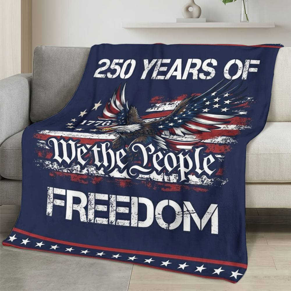 Personalized 4th of July Fleece Blanket Soft Plush American Eagle Patriotic Family Gift 4O7FB55