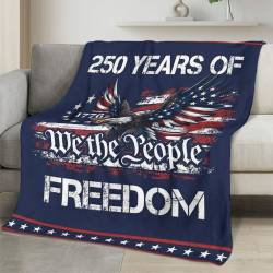 Personalized 4th of July Fleece Blanket Soft Plush American Eagle Patriotic Family Gift 4O7FB55