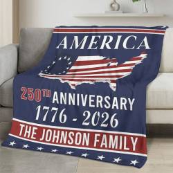 Personalized 4th of July Fleece Blanket Soft Plush American Eagle Patriotic Family Gift 4O7FB56