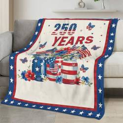 Personalized 4th of July Fleece Blanket Soft Plush American Eagle Patriotic Family Gift 4O7FB58
