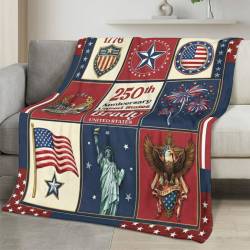 Personalized 4th of July Fleece Blanket Soft Plush American Eagle Patriotic Family Gift 4O7FB59