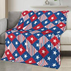 Personalized 4th of July Fleece Blanket Soft Plush American Eagle Patriotic Family Gift 4O7FB63
