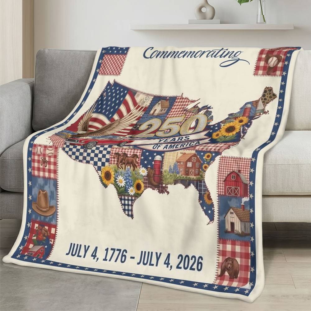Personalized 4th of July Fleece Blanket Soft Plush American Eagle Patriotic Family Gift 4O7FB64