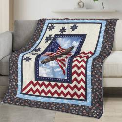 Personalized 4th of July Fleece Blanket Soft Plush American Eagle Patriotic Family Gift 4O7FB66