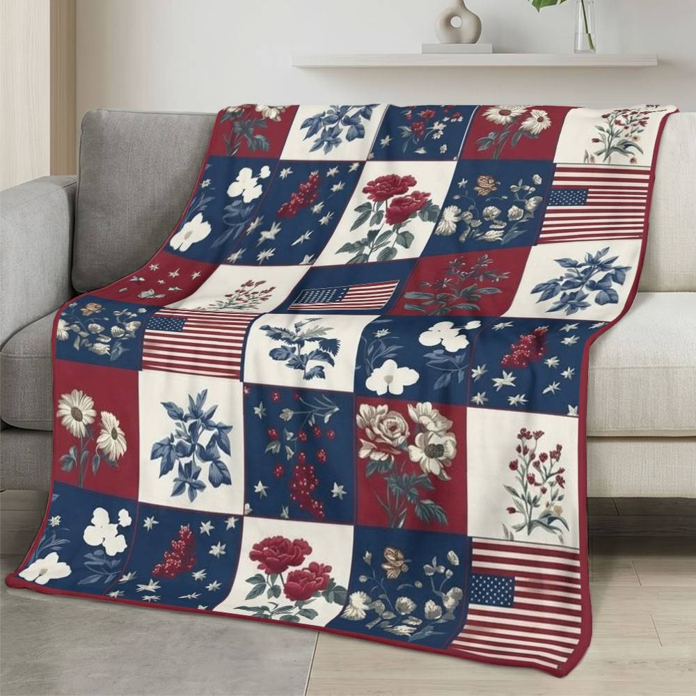 Personalized 4th of July Fleece Blanket Soft Plush American Eagle Patriotic Family Gift 4O7FB69