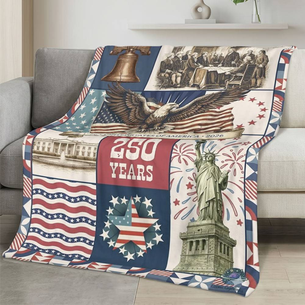 Personalized 4th of July Fleece Blanket Soft Plush American Eagle Patriotic Family Gift 4O7FB71