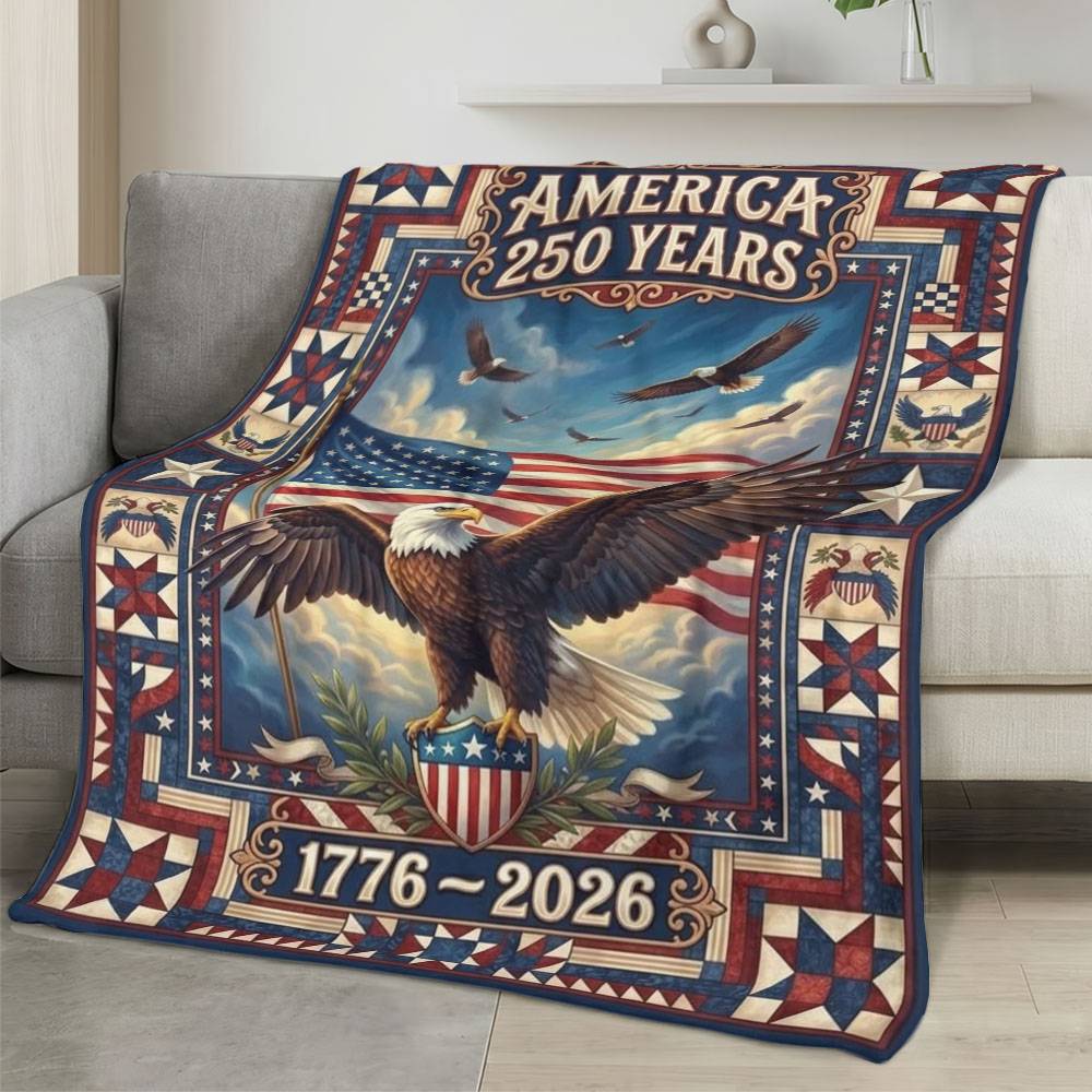 Personalized 4th of July Fleece Blanket Soft Plush American Eagle Patriotic Family Gift 4O7FB72