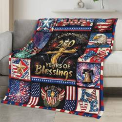Personalized 4th of July Fleece Blanket Soft Plush American Eagle Patriotic Family Gift 4O7FB74