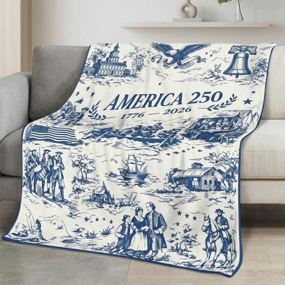 Personalized 4th of July Fleece Blanket Soft Plush American Eagle Patriotic Family Gift 4O7FB75