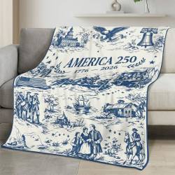 Personalized 4th of July Fleece Blanket Soft Plush American Eagle Patriotic Family Gift 4O7FB75