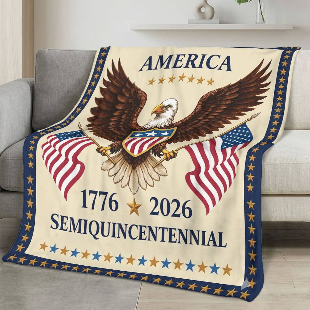 Personalized 4th of July Fleece Blanket Soft Plush American Eagle Patriotic Family Gift 4O7FB82