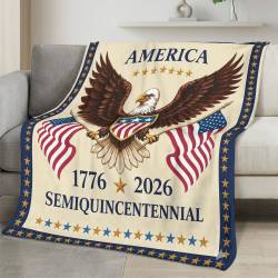 Personalized 4th of July Fleece Blanket Soft Plush American Eagle Patriotic Family Gift 4O7FB82