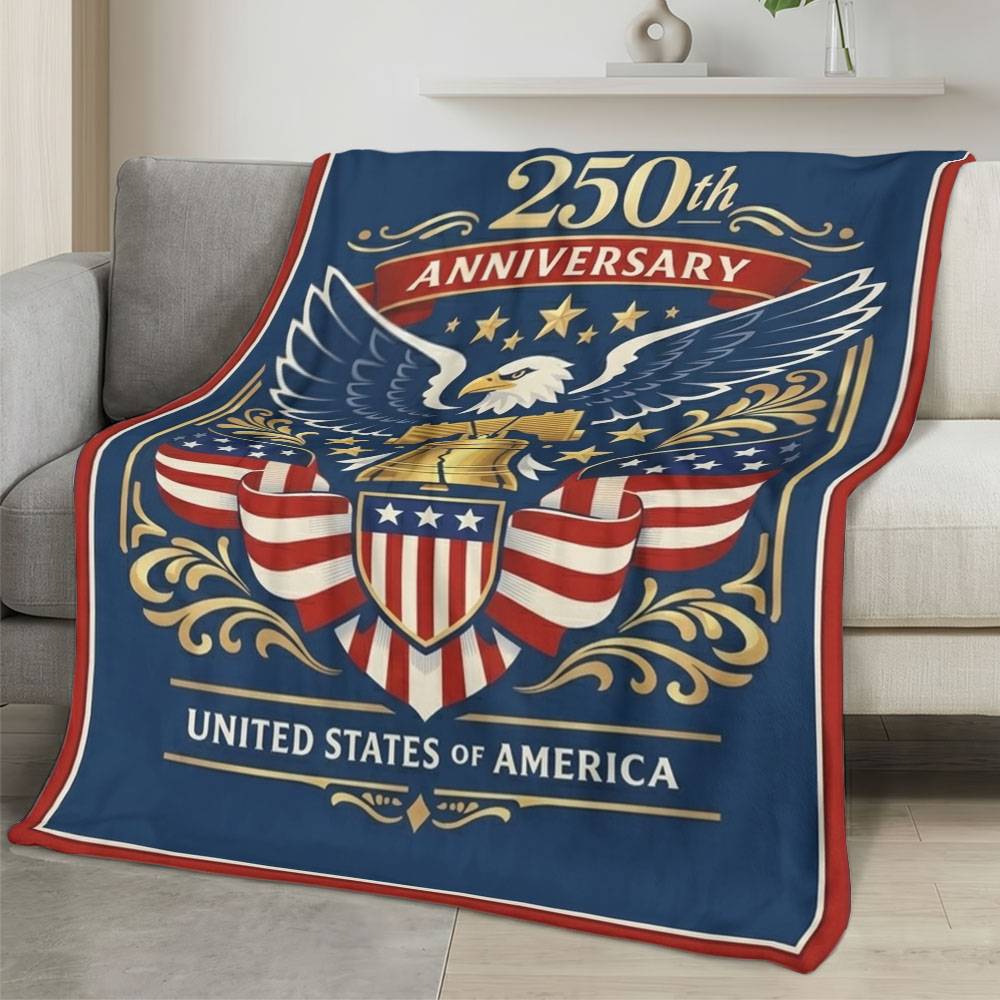 Personalized 4th of July Fleece Blanket Soft Plush American Eagle Patriotic Family Gift 4O7FB85