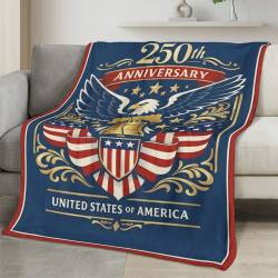 Personalized 4th of July Fleece Blanket Soft Plush American Eagle Patriotic Family Gift 4O7FB85