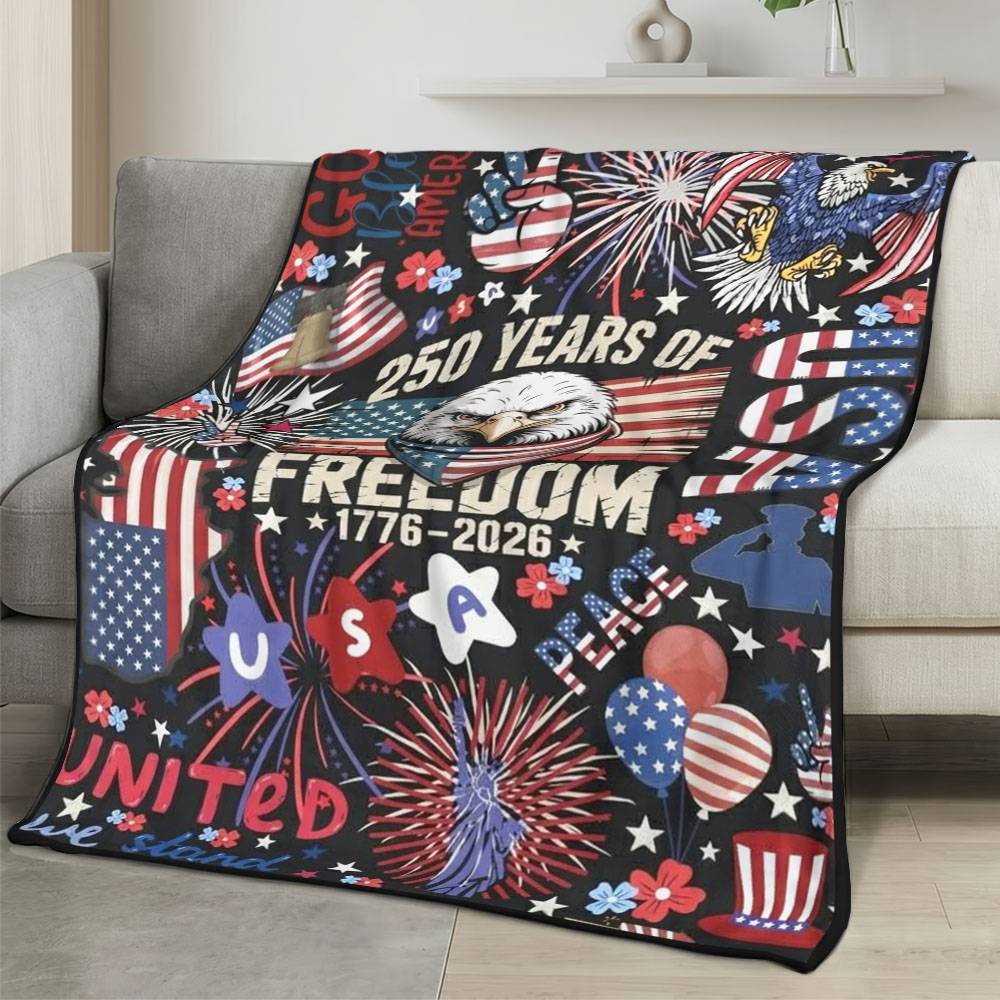 Personalized 4th of July Fleece Blanket Soft Plush American Eagle Patriotic Family Gift 4O7FB86