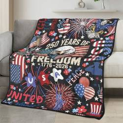 Personalized 4th of July Fleece Blanket Soft Plush American Eagle Patriotic Family Gift 4O7FB86