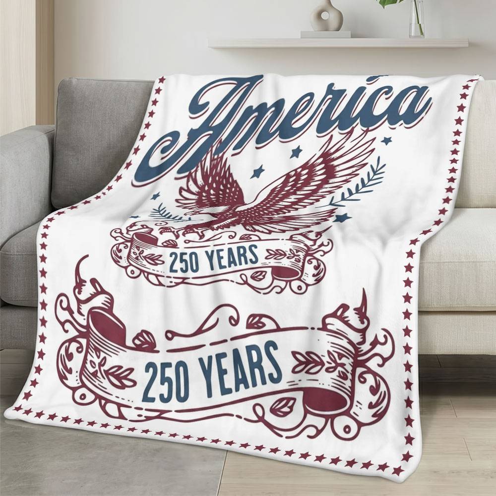 Personalized 4th of July Fleece Blanket Soft Plush American Eagle Patriotic Family Gift 4O7FB90
