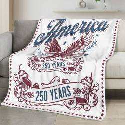 Personalized 4th of July Fleece Blanket Soft Plush American Eagle Patriotic Family Gift 4O7FB90