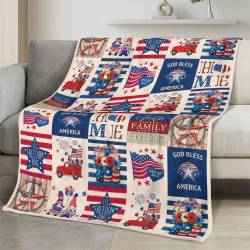 Personalized 4th of July Fleece Blanket Soft Plush American Eagle Patriotic Family Gift 4O7FB91