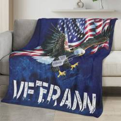 Personalized 4th of July Fleece Blanket Soft Plush American Eagle Patriotic Family Gift 4O7FB92