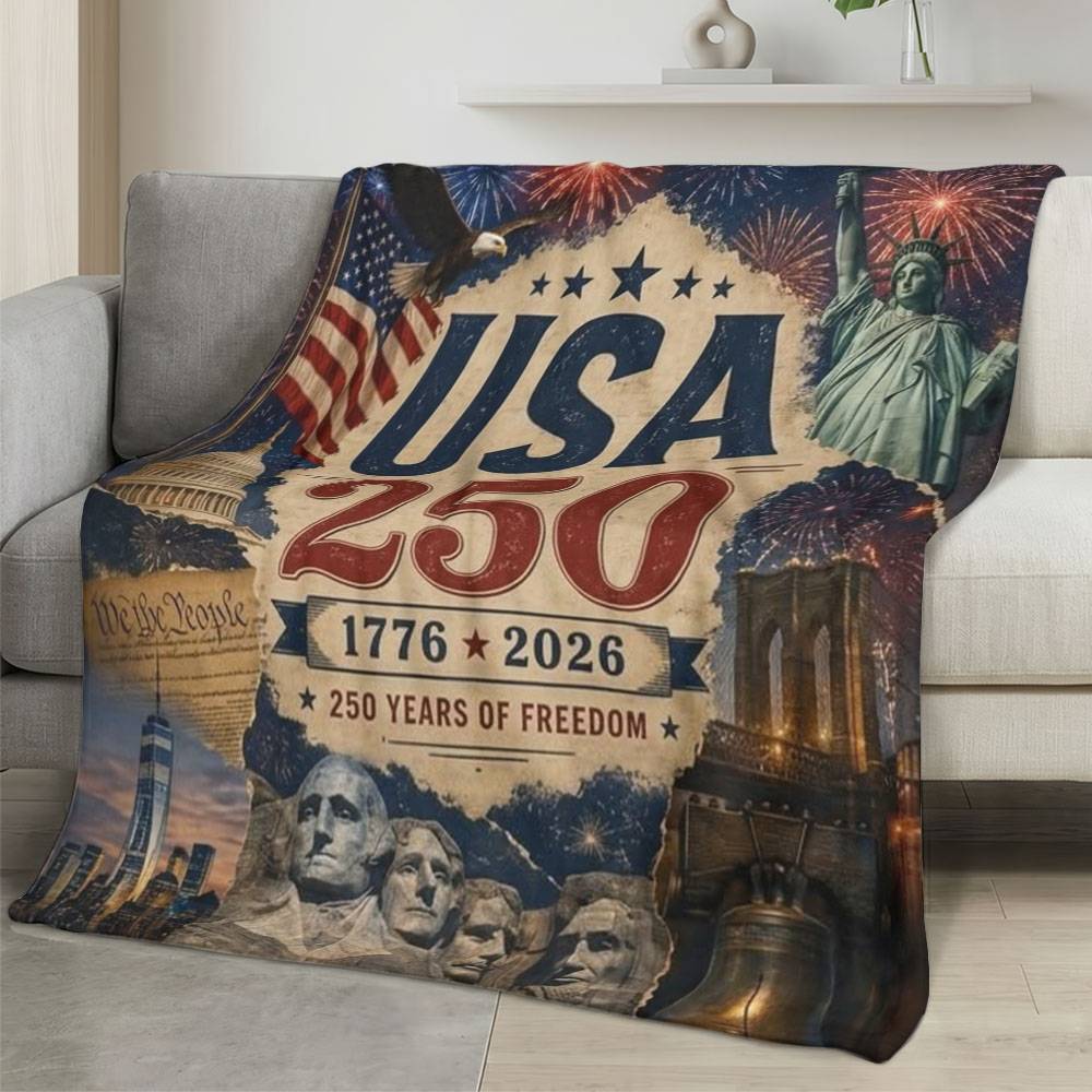 Personalized 4th of July Fleece Blanket Soft Plush American Eagle Patriotic Family Gift 4O7FB93