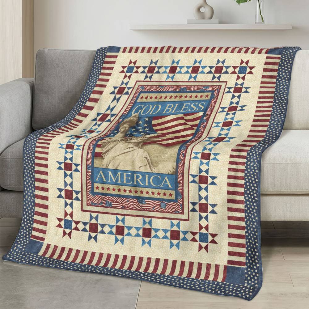 Personalized 4th of July Fleece Blanket Soft Plush American Eagle Patriotic Family Gift 4O7FB96