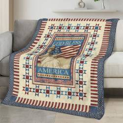 Personalized 4th of July Fleece Blanket Soft Plush American Eagle Patriotic Family Gift 4O7FB96