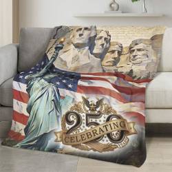 Personalized 4th of July Fleece Blanket Soft Plush American Eagle Patriotic Family Gift 4O7FB98