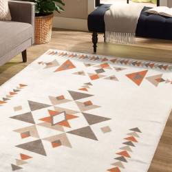 Soft Beige Minimal Aztec Triangle Area Rug Pattern LUX64