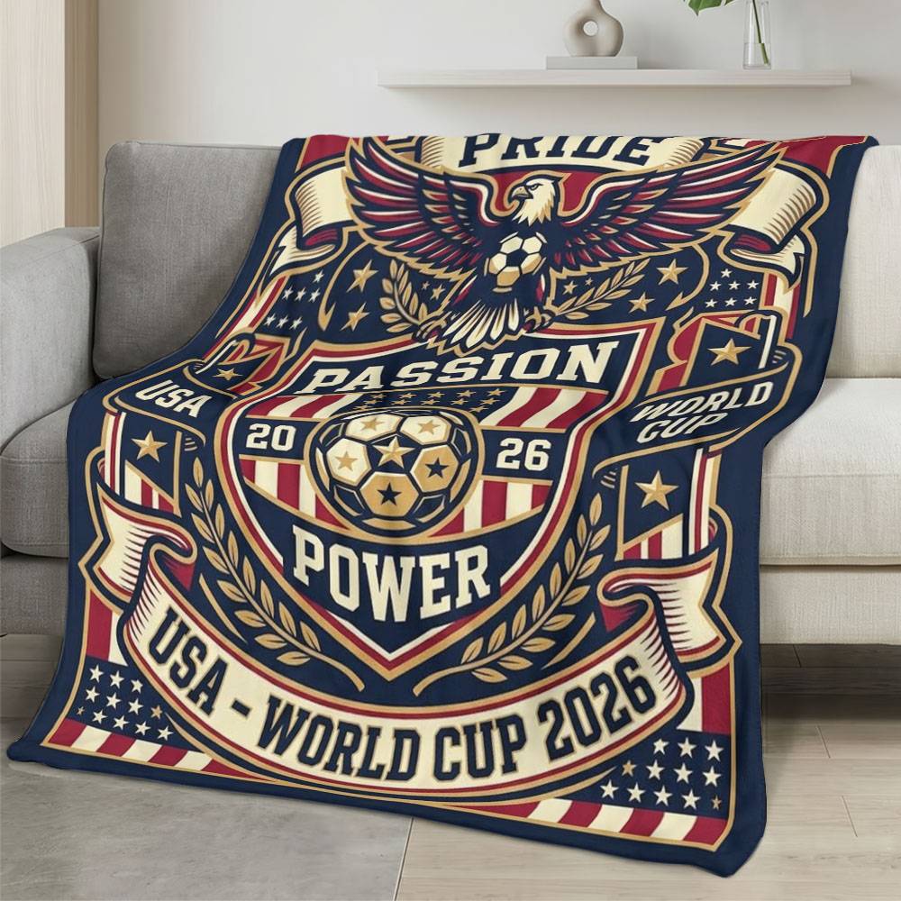 USA 2026 World Cup Fleece Blanket Personalized Soft Plush Soccer Fan Gift WC26FBUS1