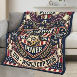 USA 2026 World Cup Fleece Blanket Personalized Soft Plush Soccer Fan Gift WC26FBUS1