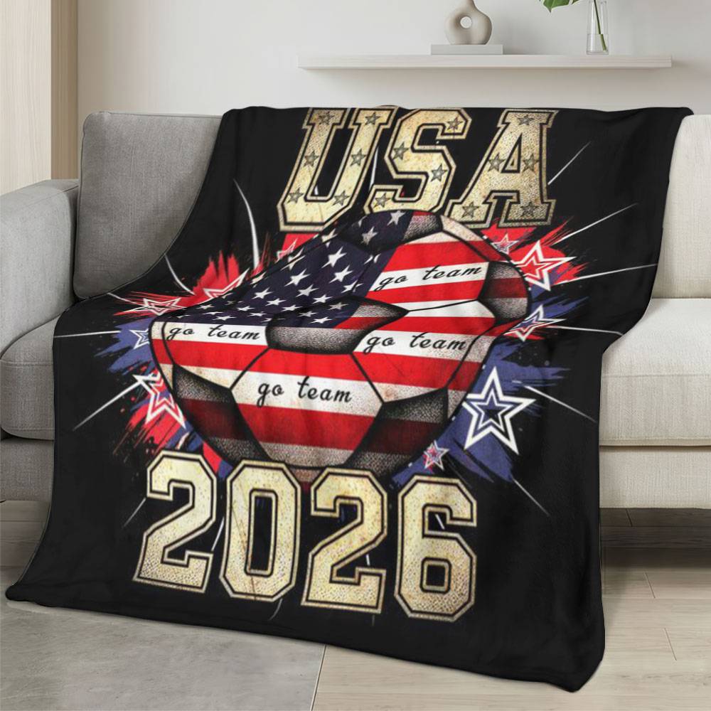 USA 2026 World Cup Fleece Blanket Personalized Soft Plush Soccer Fan Gift WC26FBUS12