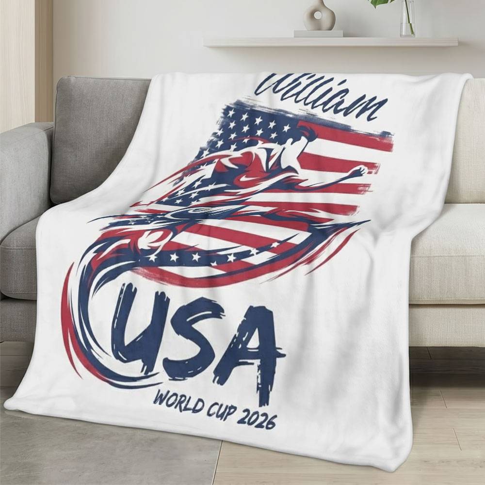 USA 2026 World Cup Fleece Blanket Personalized Soft Plush Soccer Fan Gift WC26FBUS13