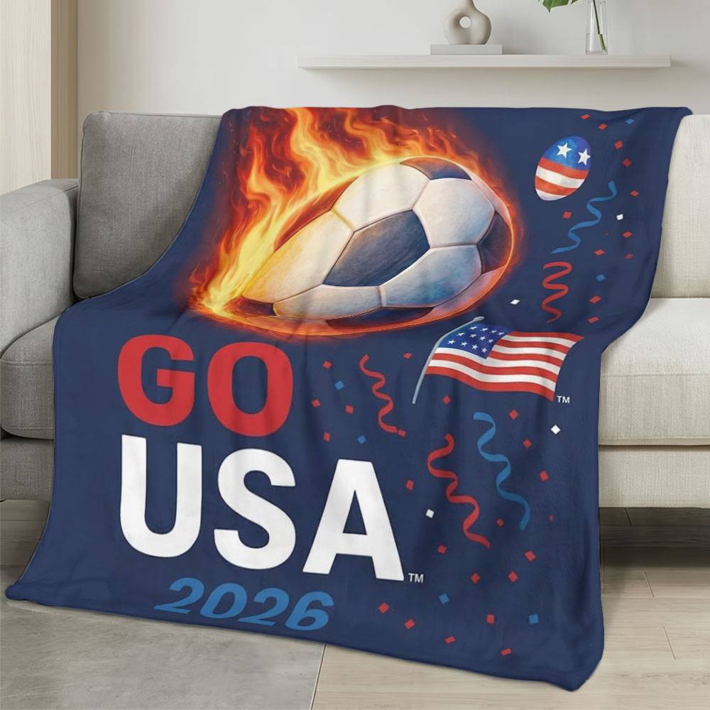 USA 2026 World Cup Fleece Blanket Personalized Soft Plush Soccer Fan Gift WC26FBUS16
