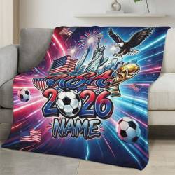 USA 2026 World Cup Fleece Blanket Personalized Soft Plush Soccer Fan Gift WC26FBUS23
