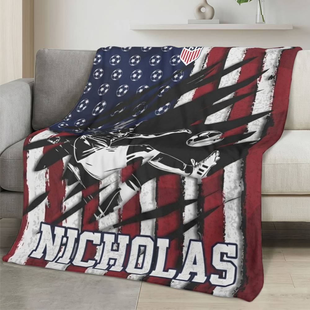 USA 2026 World Cup Fleece Blanket Personalized Soft Plush Soccer Fan Gift WC26FBUS25