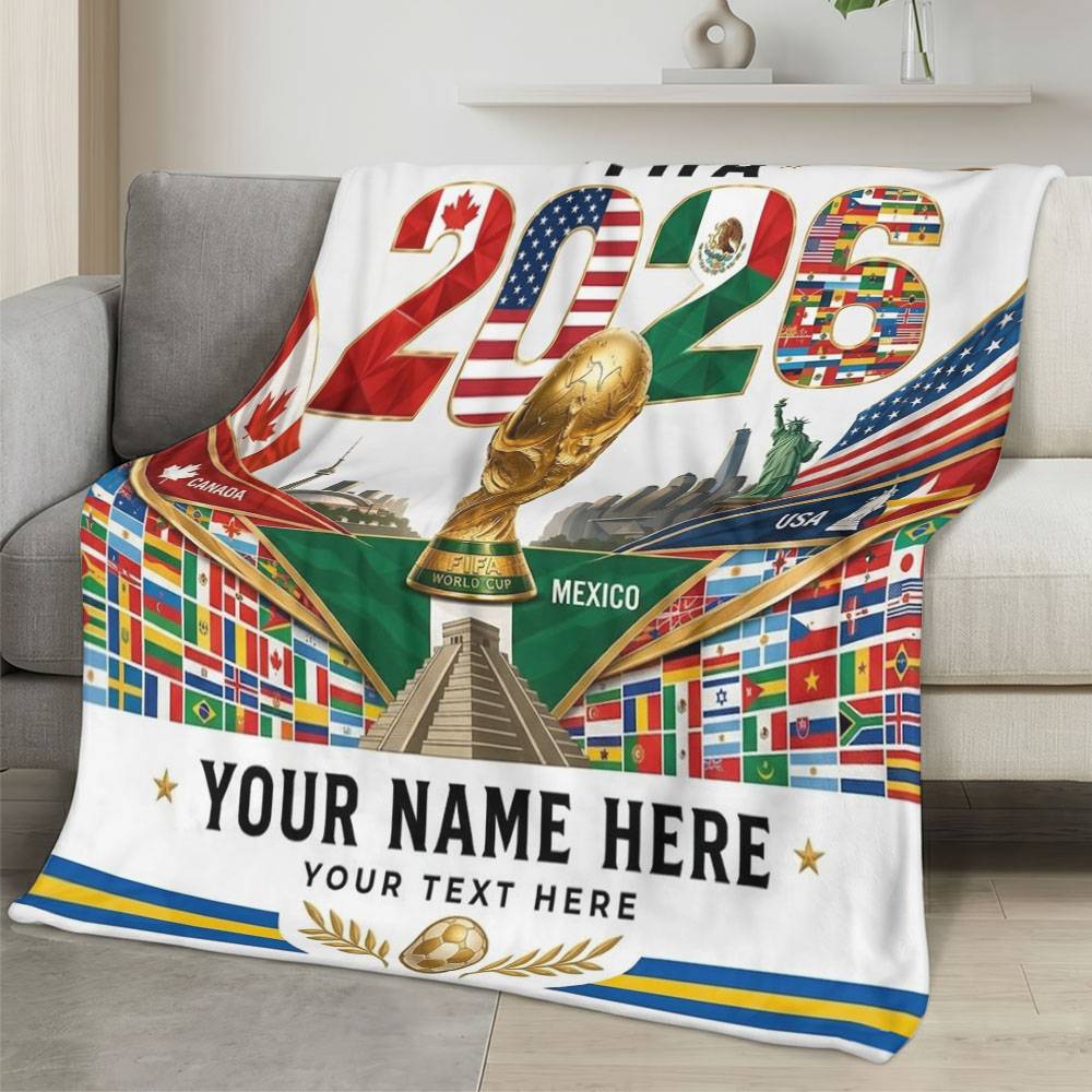 USA 2026 World Cup Fleece Blanket Personalized Soft Plush Soccer Fan Gift WC26FBUS27